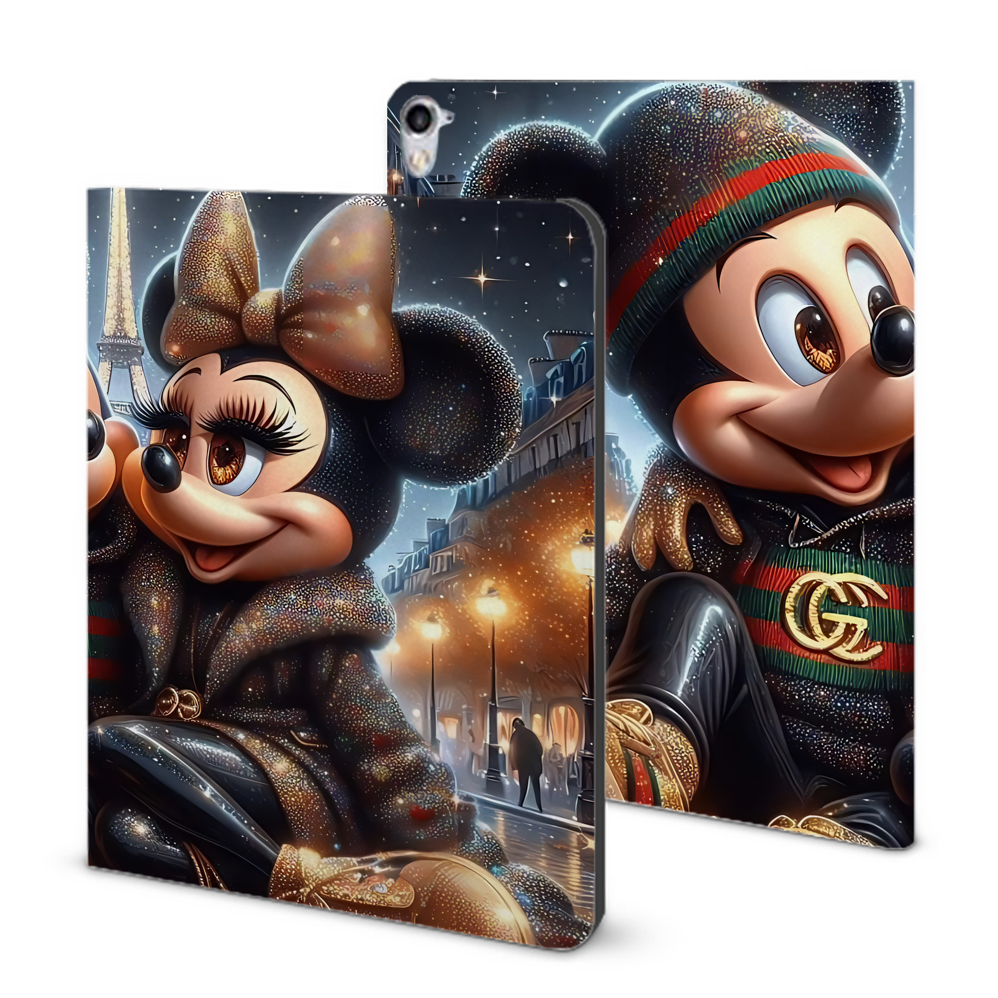 （画像用） ミッキーマウス Mickey Mouse IPad ケース ブック型 PUレザー TPU 耐衝撃 軽量 薄型 ペン収納なし 全面保護 IPad 各モデル対応